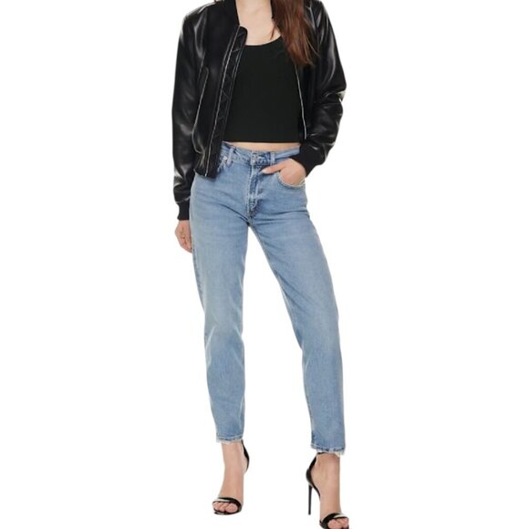 Agolde Kye Mid Rise Straight Leg Crop Jeans Size 25 In Forseen Faded Distressed - Picture 4 of 16